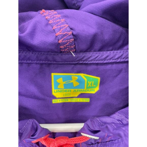 Under Armour MTN Men’s XL Purple Windbreaker Jacket Loose Fit Hooded Lightweight - Picture 3 of 8